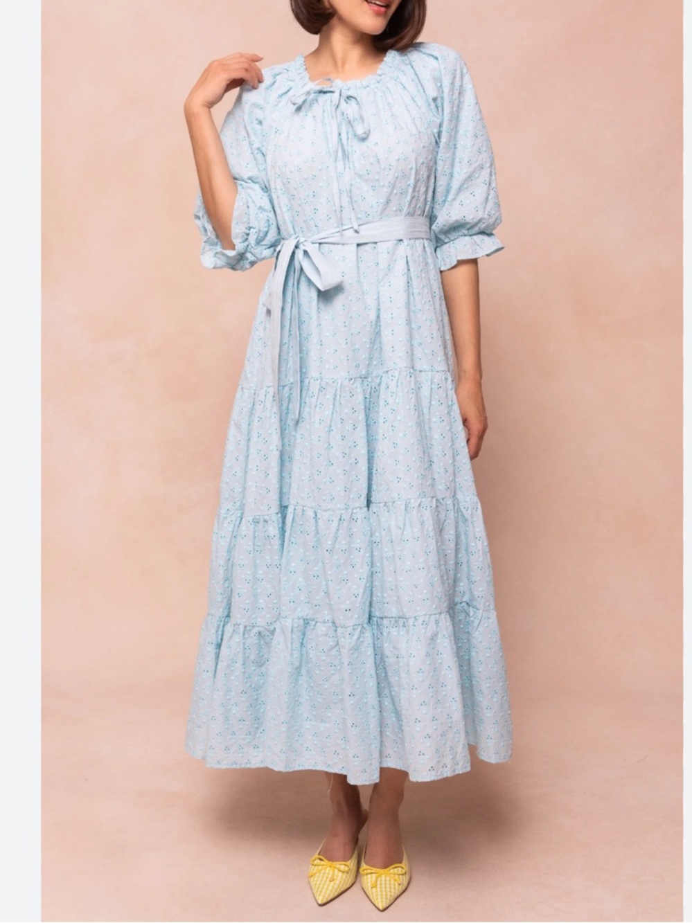 Ivy City Co Gigi Maxi Dress light blue size small (oversized style)